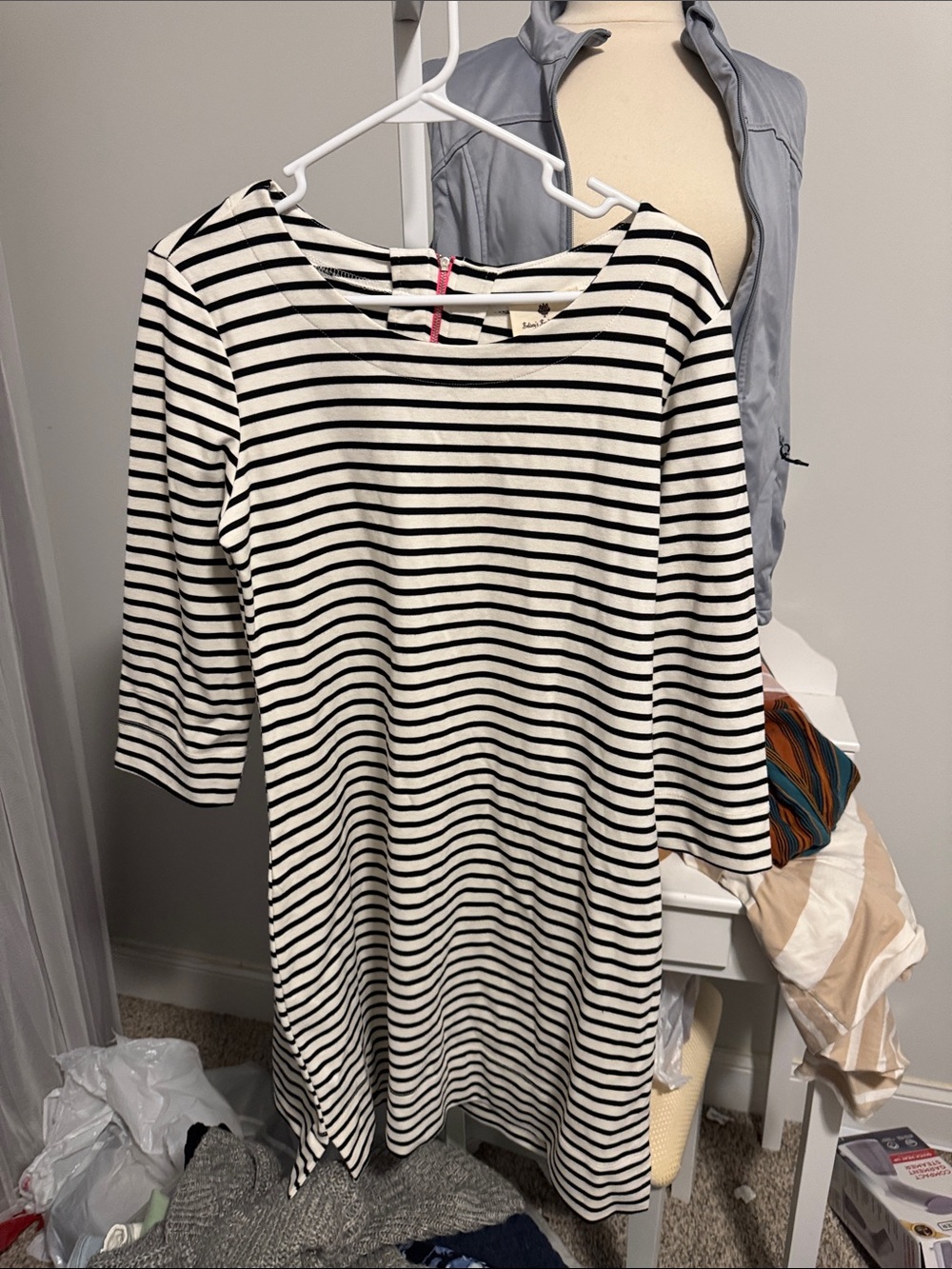 Striped Black and White Midi Dress